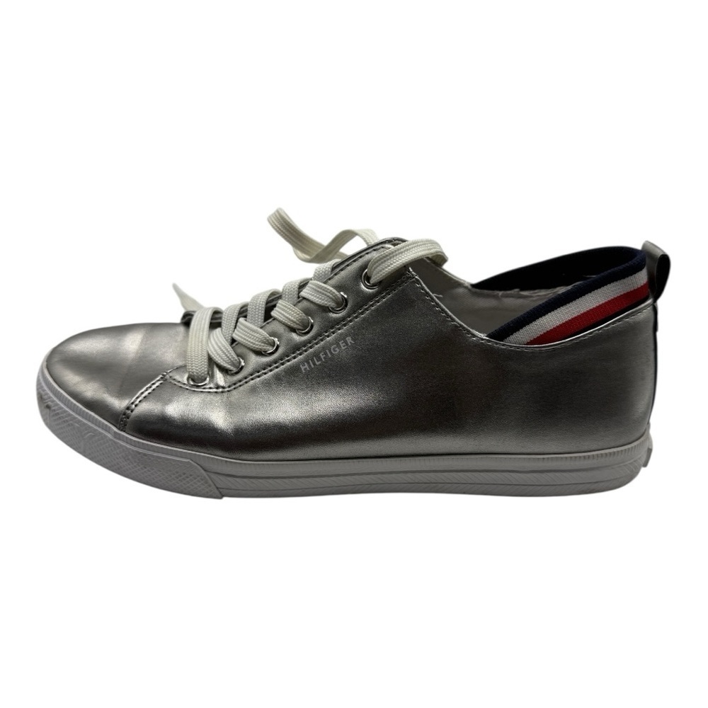 Tommy Hilfiger Silver Sneakers Size 9M Red, White, Blue Accent - Picture 11 of 13